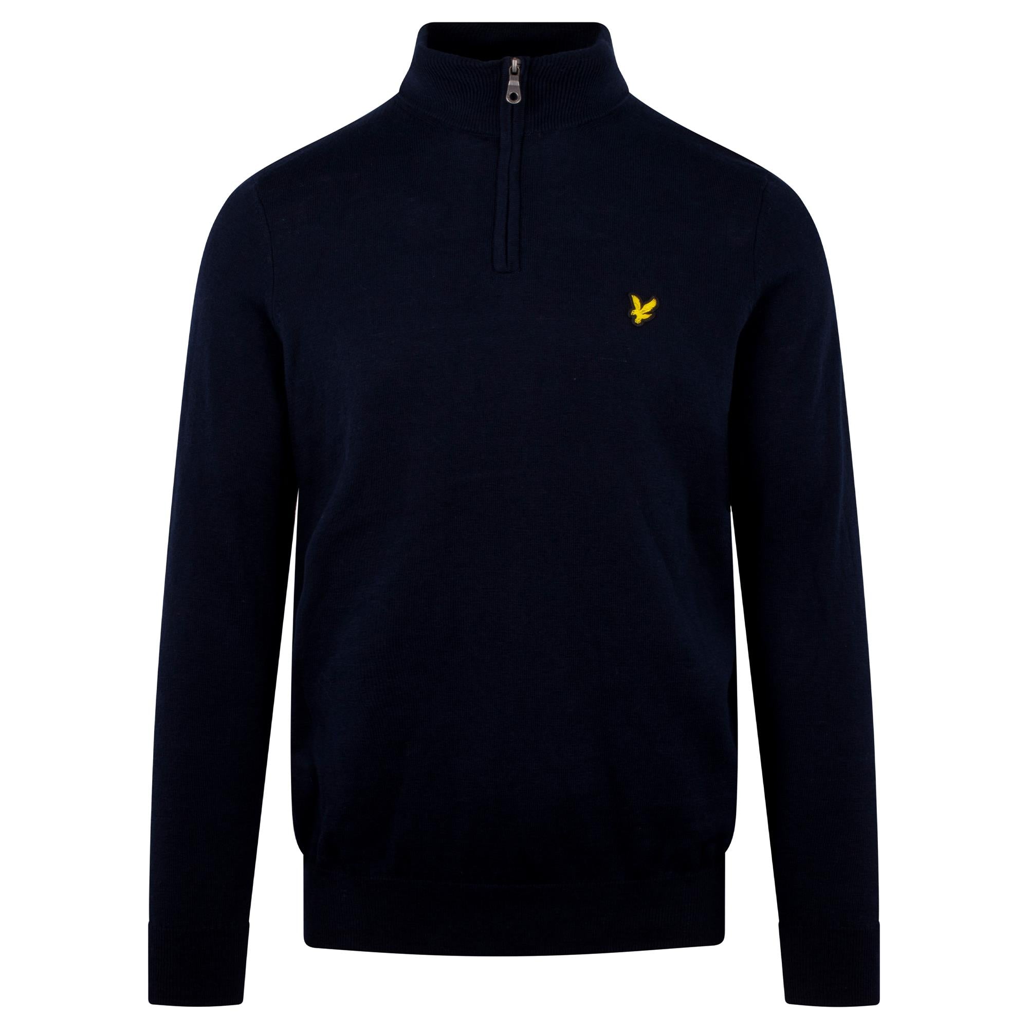 Lyle & Scott Cotton Merion Quarter Zip Jumper Dark Navy